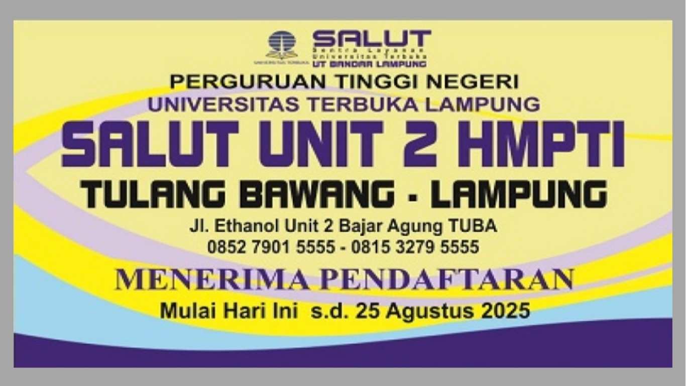 Pengumuman Penerimaan Mahasiswa Baru SALUT UNIT 2 HMPTI, Tahun Akademik 2025 (foto : Istimewa)