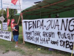 SBSX Dirikan Tenda Juang Di Depan Pabrik PT San Xiong Steel Indonesia Untuk Tuntut Hak Buruh Dibayarkan