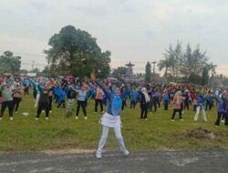 Gebyar Senam Way Panji Undang Ratusan Ibu-Ibu Ke Lapangan Desa Sidoharjo