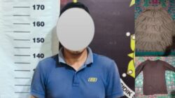 S (45), Warga Kelurahan Mulyosari, Kecamatan Metro Barat, Pelaku Kekerasan Seksual Terhadap Anak Yang Ditangkap Polisi Dan Barang Bukti Yang Diamankan | Foto : Polres Metro